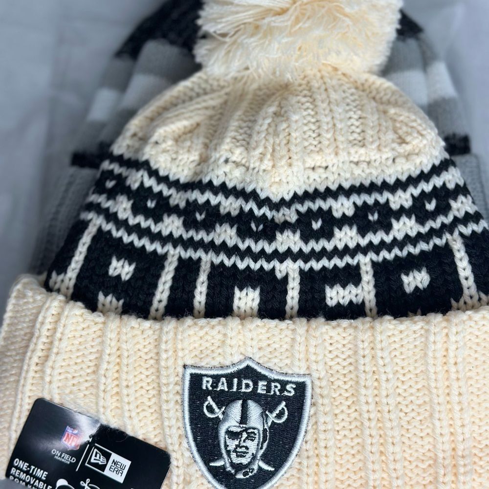 Raiders New Era Raiders Cream and Black Beanie